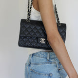 Chanel Black Caviar Medium Classic Flap with Silver Hardware