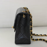 Vintage Chanel Black Lambskin Mini Square with 24k Gold Hardware