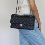 Chanel Black Caviar Medium Classic Flap with Silver Hardware