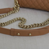 Chanel 21K Caramel Caviar Small Boy with Light Gold Hardware (Pending)