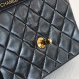 Vintage Chanel Black Lambskin Mini Square with 24k Gold Hardware