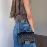 Chanel Black Caviar Small Boy with Ruthenium Hardware