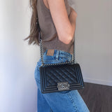 Chanel Black Caviar Small Boy with Ruthenium Hardware