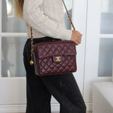 Vintage Chanel Burgundy Caviar Camera Bag with 24k Gold Hardware