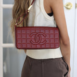 Vintage Chanel Burgundy Lambskin Chocolate Bar with Gold Hardware