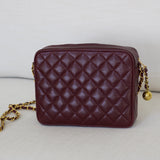 Vintage Chanel Burgundy Caviar Camera Bag with 24k Gold Hardware