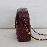 Vintage Chanel Burgundy Caviar Camera Bag with 24k Gold Hardware