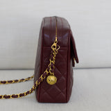 Vintage Chanel Burgundy Caviar Camera Bag with 24k Gold Hardware