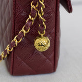Vintage Chanel Burgundy Caviar Camera Bag with 24k Gold Hardware