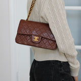 Vintage Chanel Brown Lambskin Small Classic Flap with 24k Gold Hardware