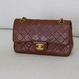 Vintage Chanel Brown Lambskin Small Classic Flap with 24k Gold Hardware