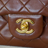 Vintage Chanel Brown Lambskin Small Classic Flap with 24k Gold Hardware