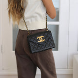 Vintage Chanel Black Lambskin Mini Envelope Flap with 24k Gold Hardware