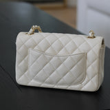 Chanel 17C Ivory Caviar Mini Rectangle with Light Gold Hardware