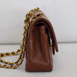 Vintage Chanel Brown Lambskin Small Classic Flap with 24k Gold Hardware