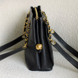 Vintage Chanel Black Caviar Zipped Shopping Tote with 24k Gold Hardware