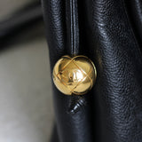 Vintage Chanel Black Caviar Zipped Shopping Tote with 24k Gold Hardware