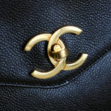 Vintage Chanel Black Caviar Zipped Shopping Tote with 24k Gold Hardware