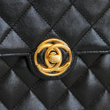 Vintage Chanel Black Lambskin Mini Circle Lock CC Flap with 24k Gold Hardware