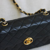 Vintage Chanel Black Lambskin Mini Circle Lock CC Flap with 24k Gold Hardware