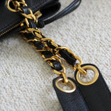 Vintage Chanel Black Caviar Zipped Shopping Tote with 24k Gold Hardware