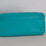 Dior Turquoise Lambskin Medium Lady Dior with Silver Hardware