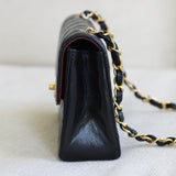 Vintage Chanel Black Lambskin Mini Circle Lock CC Flap with 24k Gold Hardware