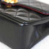 Vintage Chanel Black Lambskin Mini Circle Lock CC Flap with 24k Gold Hardware