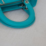 Dior Turquoise Lambskin Medium Lady Dior with Silver Hardware