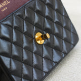 Vintage Chanel Black Lambskin Mini Circle Lock CC Flap with 24k Gold Hardware