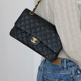Chanel Black Caviar Medium Classic Flap with Gold Hardware