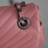 Chanel 15K Pink Lambskin Chevron Crossing Flap with Ruthenium Hardware