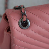 Chanel 15K Pink Lambskin Chevron Crossing Flap with Ruthenium Hardware