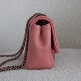 Chanel 15K Pink Lambskin Chevron Crossing Flap with Ruthenium Hardware