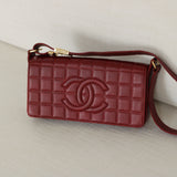 Vintage Chanel Burgundy Lambskin Chocolate Bar with Gold Hardware