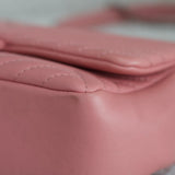 Chanel 15K Pink Lambskin Chevron Crossing Flap with Ruthenium Hardware