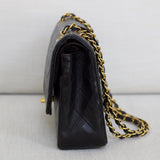 Vintage Chanel Black Lambskin Medium Classic Flap with 24k Gold Hardware
