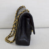 Vintage Chanel Black Lambskin Medium Classic Flap with 24k Gold Hardware