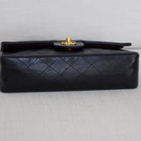 Vintage Chanel Black Lambskin Medium Classic Flap with 24k Gold Hardware