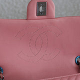 Chanel 15K Pink Lambskin Chevron Crossing Flap with Ruthenium Hardware