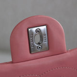 Chanel 15K Pink Lambskin Chevron Crossing Flap with Ruthenium Hardware