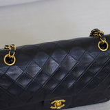 Vintage Chanel Black Lambskin Medium Classic Flap with 24k Gold Hardware