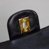 Vintage Chanel Black Lambskin Medium Classic Flap with 24k Gold Hardware