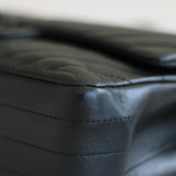 Chanel So Black Chevron Lambskin Medium Classic Flap with So Black Hardware