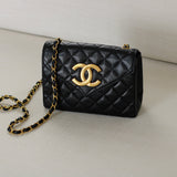 Vintage Chanel Black Lambskin Mini Envelope Flap with 24k Gold Hardware
