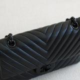 Chanel So Black Chevron Lambskin Medium Classic Flap with So Black Hardware