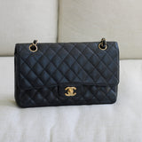 Vintage Chanel Black Caviar Medium Classic Flap with 24k Gold Hardware