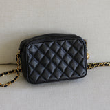 Vintage Chanel Black Caviar Mini Coco Crush Camera Bag with 24k Gold Hardware