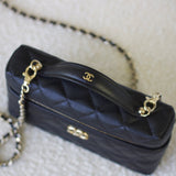 Chanel Black Caviar Slim Vanity Top Handle with Light Gold Hardware