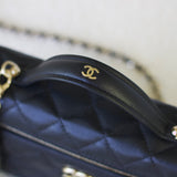 Chanel Black Caviar Slim Vanity Top Handle with Light Gold Hardware